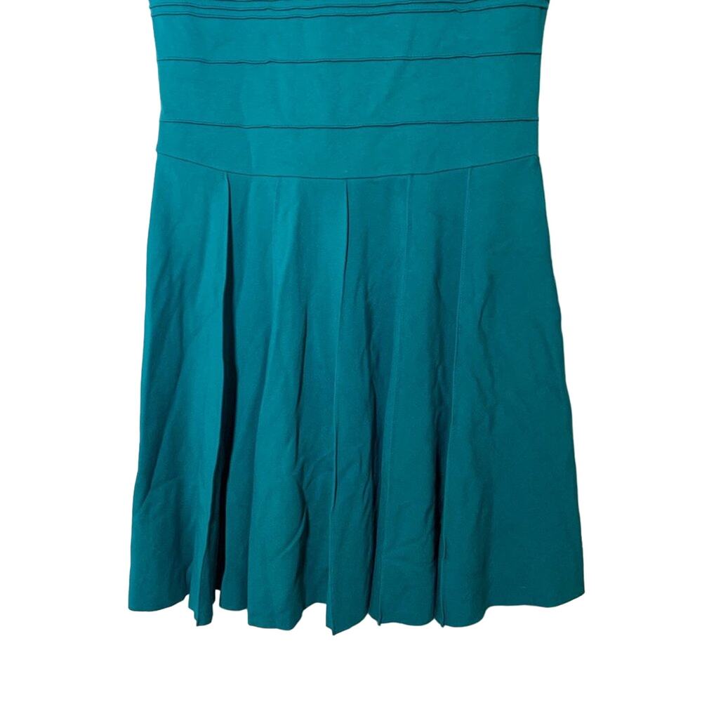 Parker Lacey Pin Tuck Fit and Flare Sleeveless Dress Alpine Teal Green Small - Picture 6 of 14